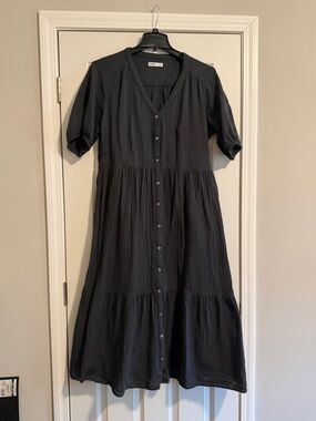 Sonoma Black Maxi Button-Front Dress